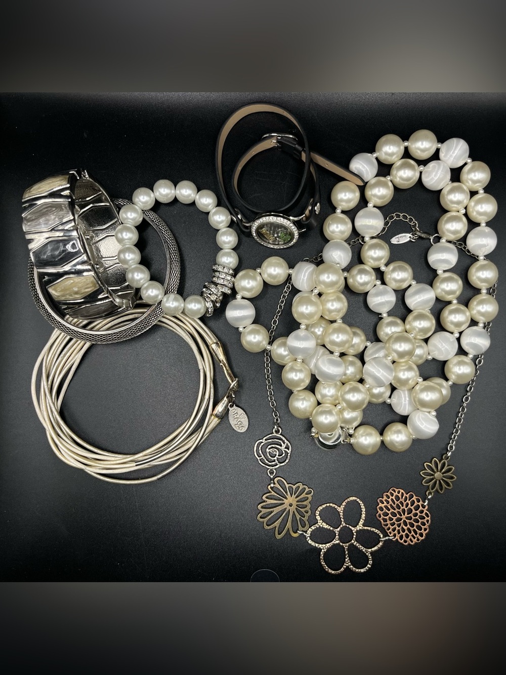 2/$40 Elegant White Pearl Necklace and Bracelet Set